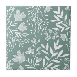 Azulejo Sueños de prados florales encantados Flores blanca