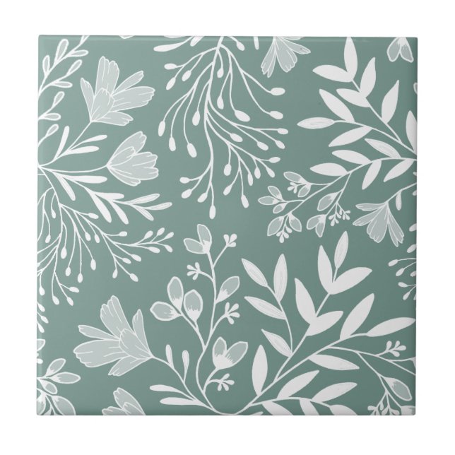 Azulejo Sueños de prados florales encantados Flores blanca (Frente)