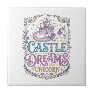 Azulejo Sueños del Castillo de Unicornio Unicornio Fondo B