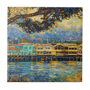 Azulejo Sueños dorados de Monterey inspirados en Klimt
