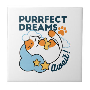 Azulejo Sueños Perfectos Esperan – Gato Dormido Soñador