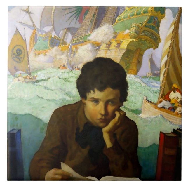 Azulejo "Sueños piratas" por NC Wyeth (Frente)