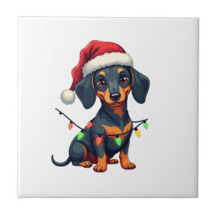 Azulejo Suéter de Navidad de árbol de perros Dachshund Reg