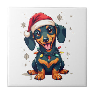Azulejo Suéter de Navidad de árbol de perros Dachshund Reg