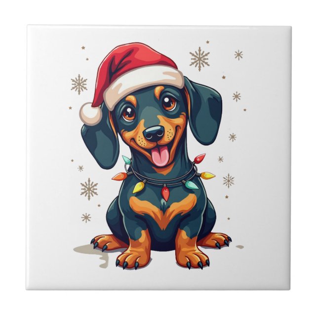 Azulejo Suéter de Navidad de árbol de perros Dachshund Reg (Frente)