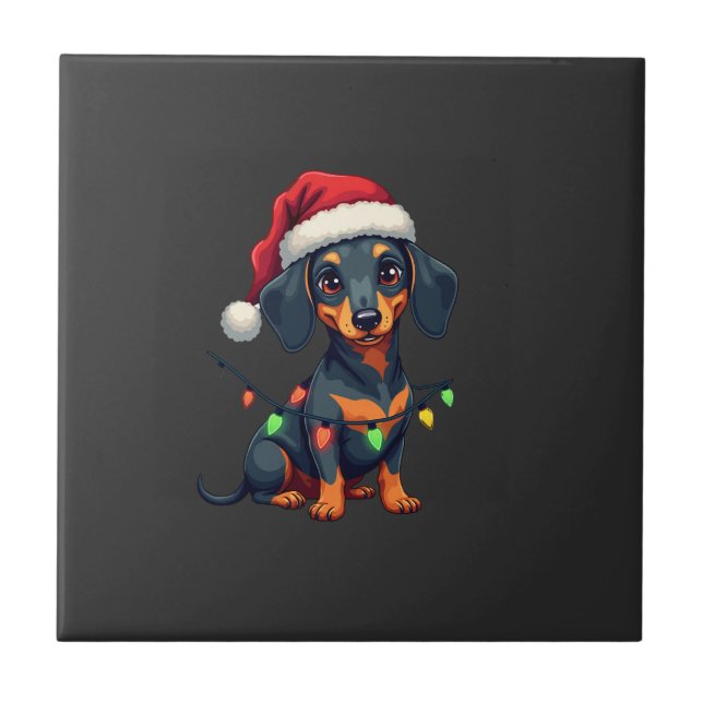 Azulejo Suéter de Navidad de árbol de perros Dachshund Reg (Frente)