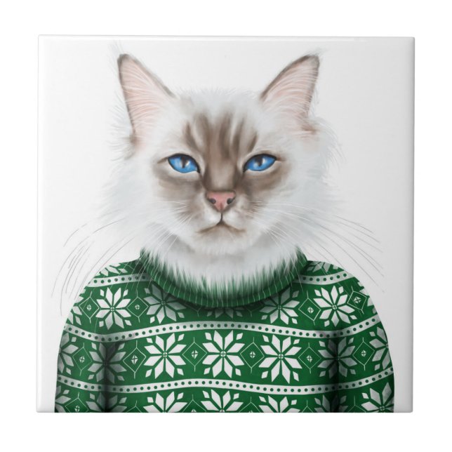 Azulejo Suéter del gato del gatito (Frente)