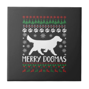 Azulejo Suéter Feo De Navidad Perro Copo De Nieve Dogmas A
