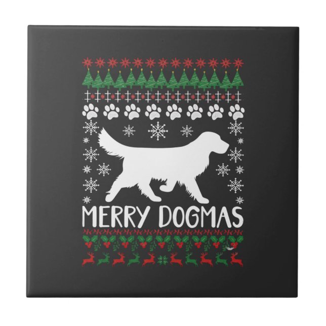 Azulejo Suéter Feo De Navidad Perro Copo De Nieve Dogmas A (Frente)