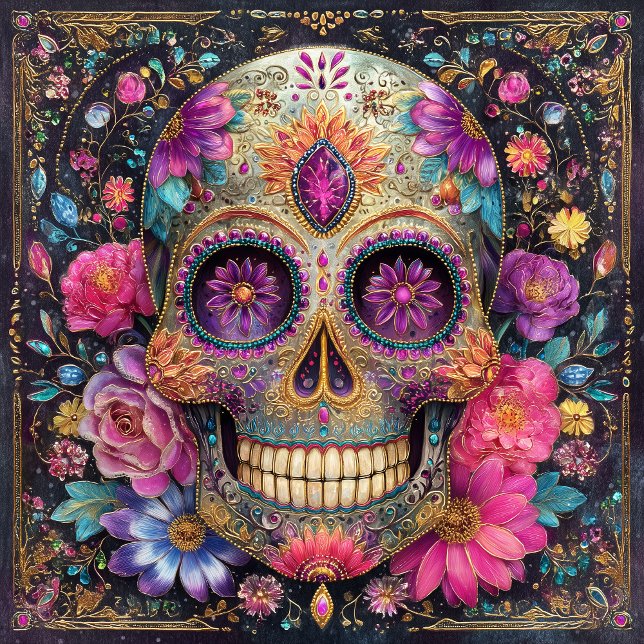 Azulejo Sugar Skull Calavera Day Of The Dead Ceramic Tile (Subido por el creador)