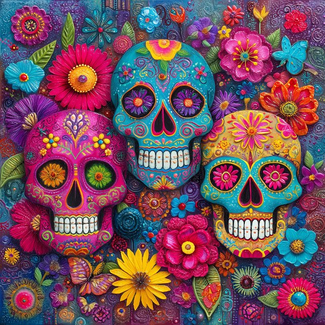 Azulejo Sugar Skull Calavera Day Of The Dead Ceramic Tile (Subido por el creador)