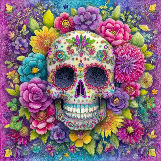 Azulejo Sugar Skull Calavera Day Of The Dead Ceramic Tile (Subido por el creador)