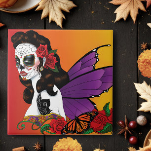 Azulejo Sugar Skull Fairy Sunset