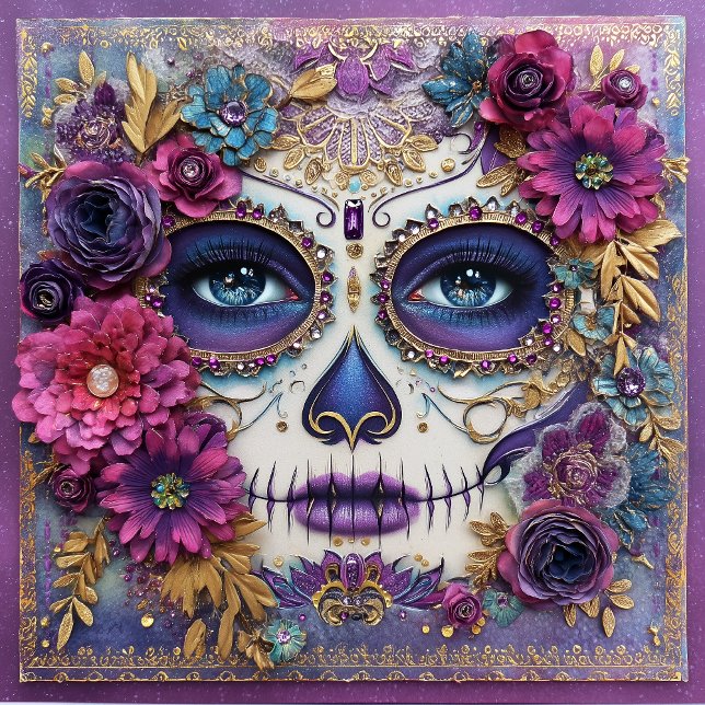 Azulejo Sugar Skull Lady Face Day Of The Dead Ceramic Tile (Subido por el creador)