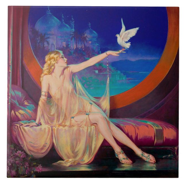 Azulejo Sultana la concubina del sultán árabe de 1925 (Frente)