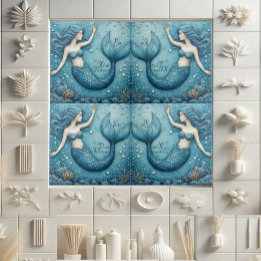 Azulejo Sumérgete Sueña Eleva Sirena del Océano Aqua azul