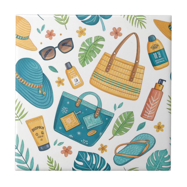 Azulejo Summer Beach Essentials Pattern (1) (Frente)