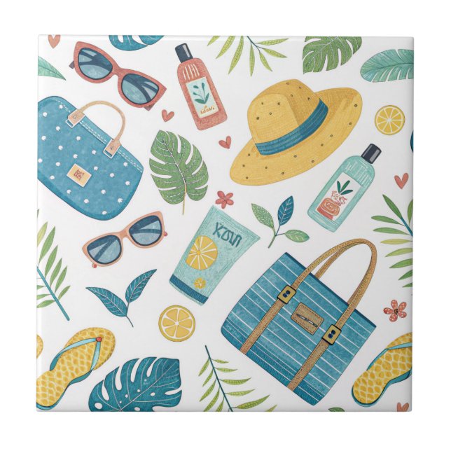 Azulejo Summer Beach Essentials Pattern (2) (Frente)