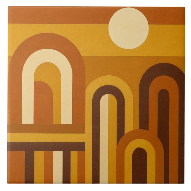 Azulejo Sun and Arches Mid Century Modern Geometric Design (Frente)