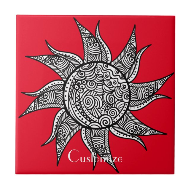 Azulejo Sun Tattoo Thunder_Cove al estilo Henna (Frente)