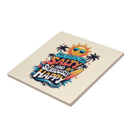Azulejo Sunburned Salty and Happy – Retro Beach Vibes