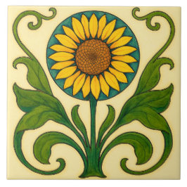 Azulejo Sunburst Harmony: Nouveau Sunflower 