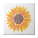 Azulejo Sunflower acuarela moderna<br><div class="desc">¿Son los girasoles una de tus flores favoritas? A continuación,  disfrutarás de esta alegre baldosa de cerámica de girasol color amarillo acuático. ¡Imagínate en tu baño,  cocina o donde quieras en tu casa!</div>