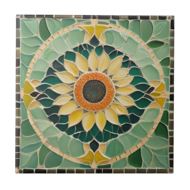 Azulejo Sunflower Faux Mosaic Green (Frente)