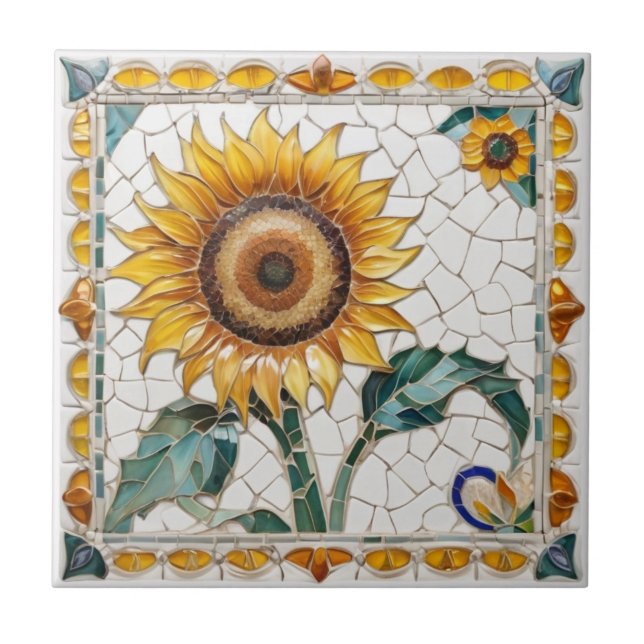 Azulejo Sunflower Faux Mosaic White (Frente)