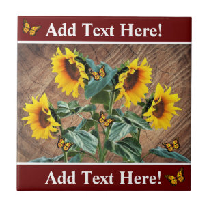 Azulejo Sunflowers Butterflies Rústica Junta de Barn Cerám