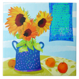Azulejo Sunflowers II Ceramic Kitchen Tile