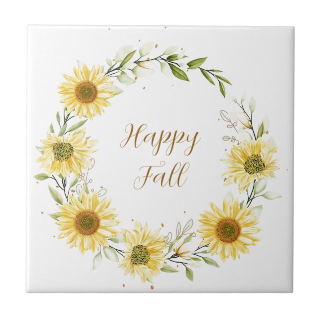 Azulejo Sunflowers wreath with customizable text (Frente)