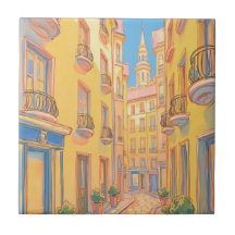 Sunny European Street Ceramic Tile - Viaje acogedo