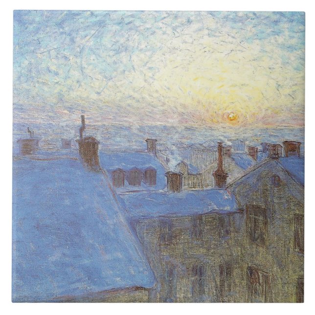 Azulejo Sunrise over the Rooftops (por Eugène Jansson) (Frente)
