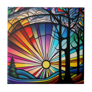 Azulejo Sunset de vidrio contenido