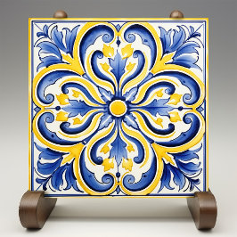 Azulejo Sunshine Majolica Royal Blue Vibrant Amarillo