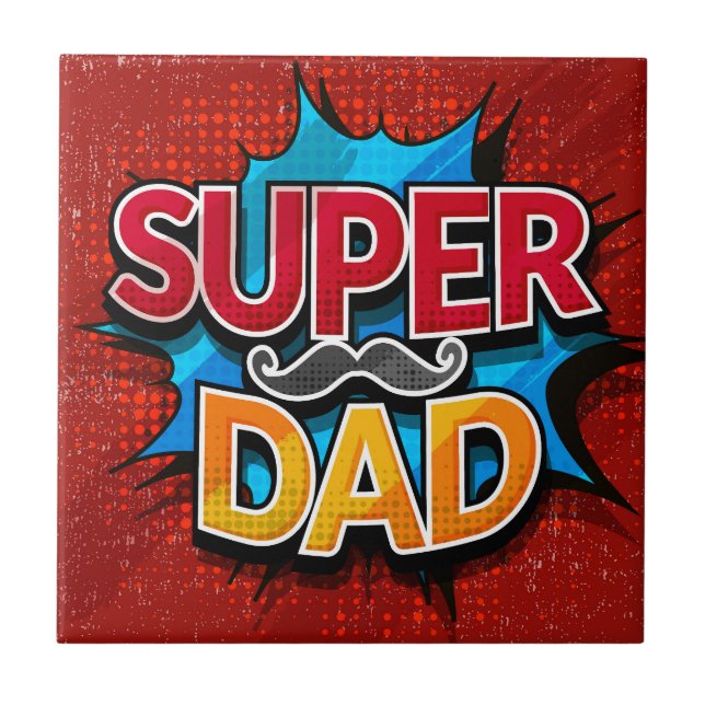 Azulejo Super Dad Mustache Modern Grunge (Frente)