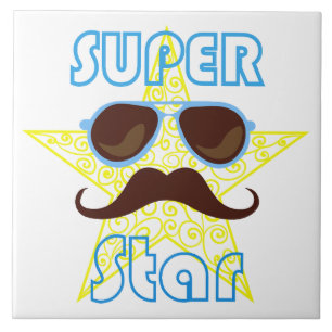 Azulejo Super Star con gafas de sol y bigote