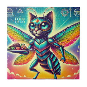 Azulejo Superestrella del héroe de comida para gato