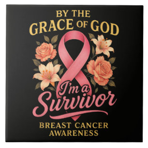 Azulejo Superviviente de cáncer de mama por la gracia de D