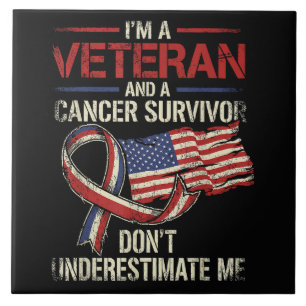 Azulejo Superviviente de cáncer veterano no me subestimes