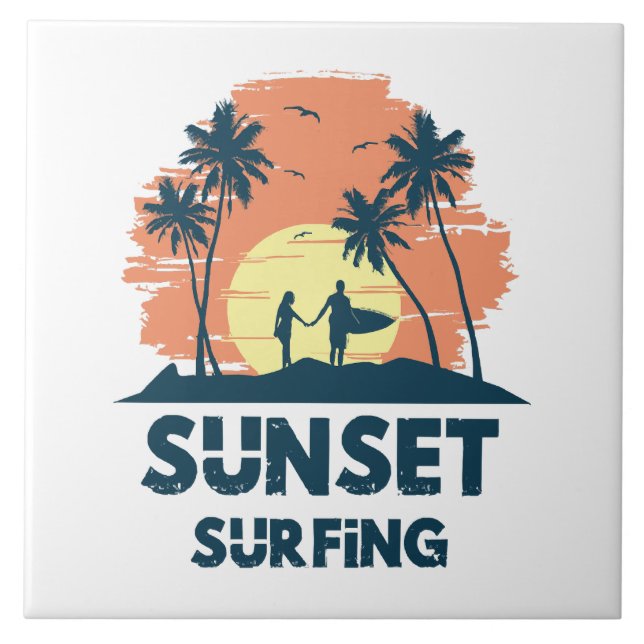 Azulejo Surfing - Surfing Sunset (Frente)