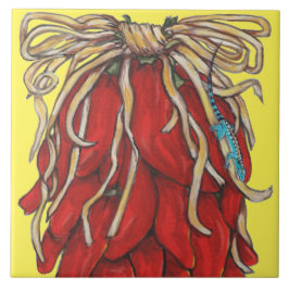 Azulejo Suroeste Lizard Red Chili Pepper House Número Top