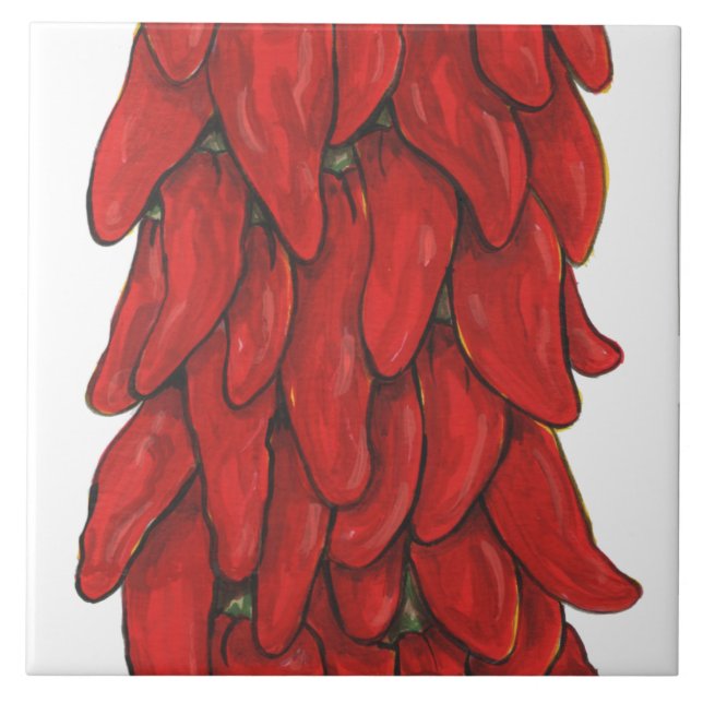 Azulejo Suroeste Red Chili Pepper Ristra Middle Tile No # (Frente)