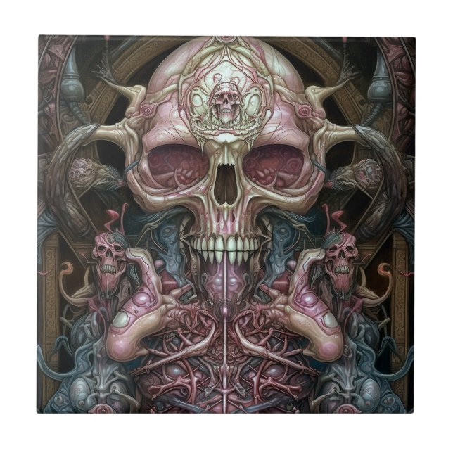 Azulejo Surreal Anatomy Skull Horror Arte De Ciencia Ficci (Frente)