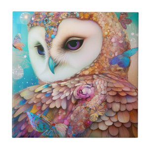 Azulejo Surreal Owl Fantasy Art