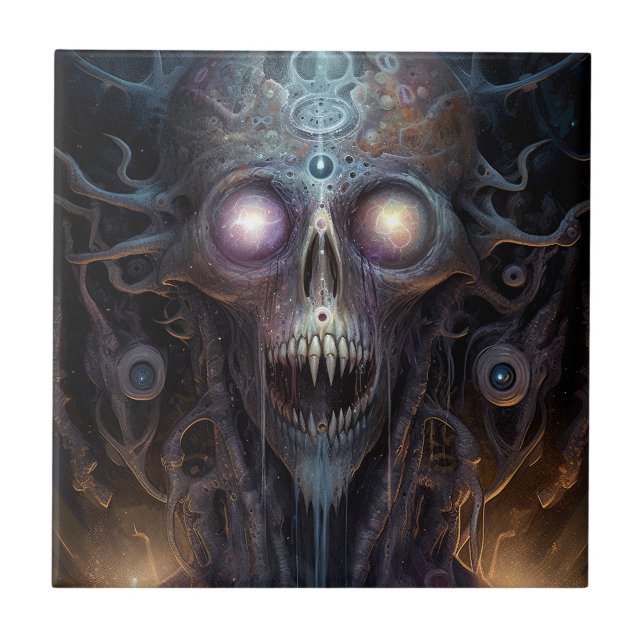 Azulejo Surreal Skull Arte de horror gótico (Frente)