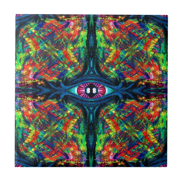 Azulejo Surreal Twisted and Trippy Eye Oil Painting (Frente)