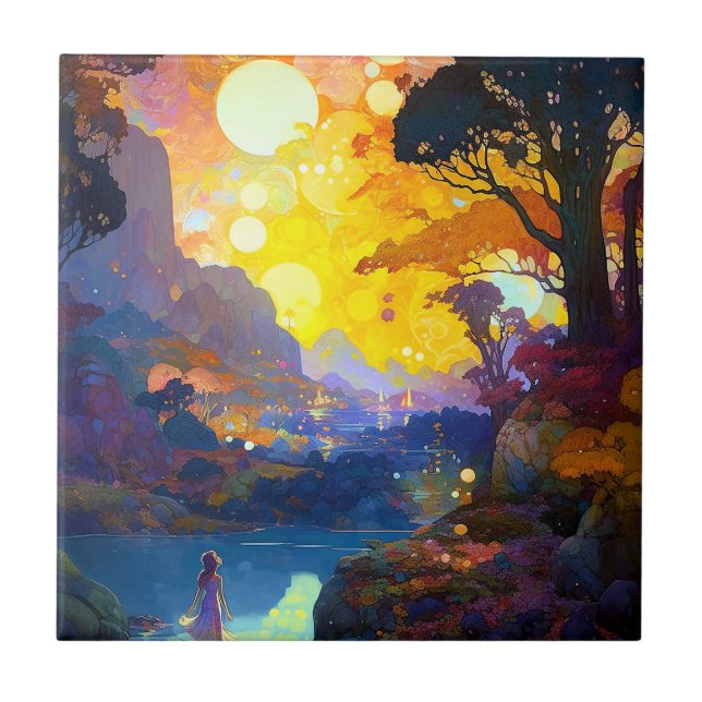 Azulejo Surrealista Fantasía Paisaje (Frente)