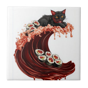 Azulejo Sushi Cat Dreams  Comida Japonesa Peculiar Gatito